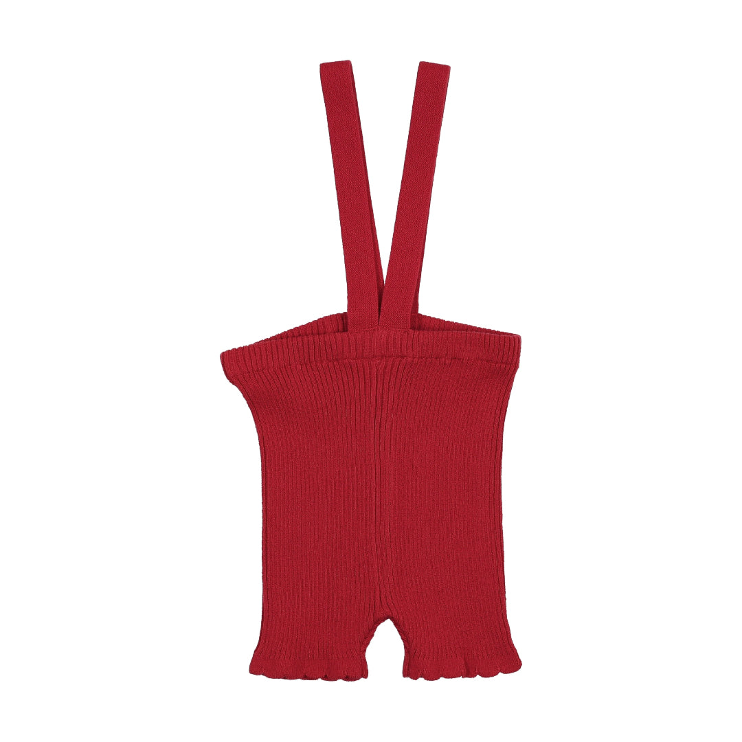 Red Scallop Suspender Shorts