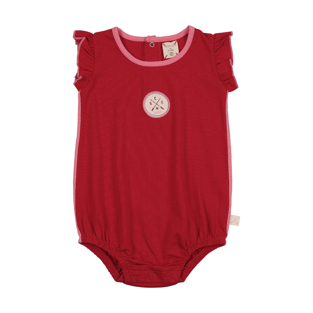 Red Boating Crew Girls Romper