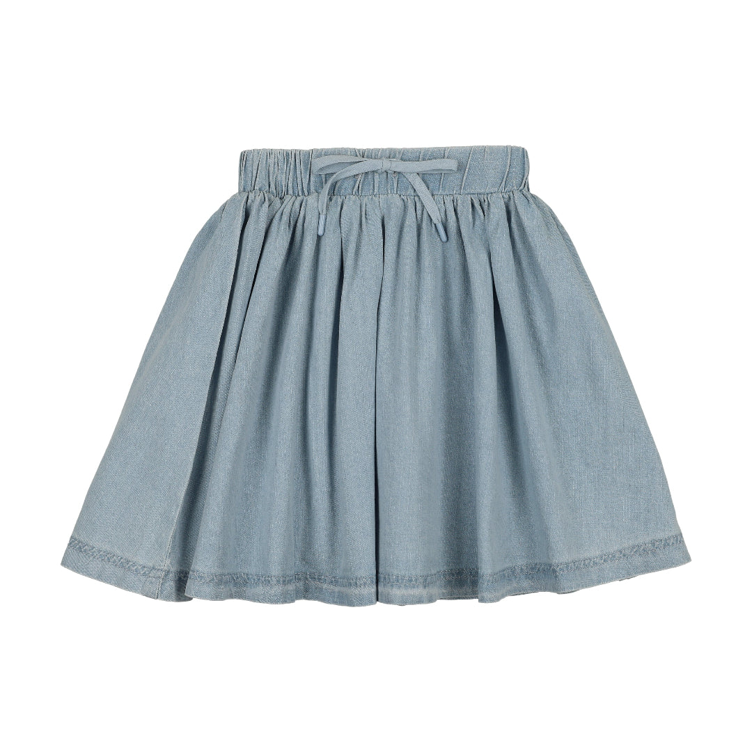Light Wash Denim Drawstring Skirt
