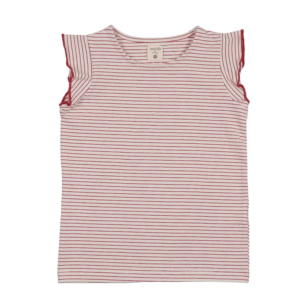 Red Striped Denim City Flutter Tank