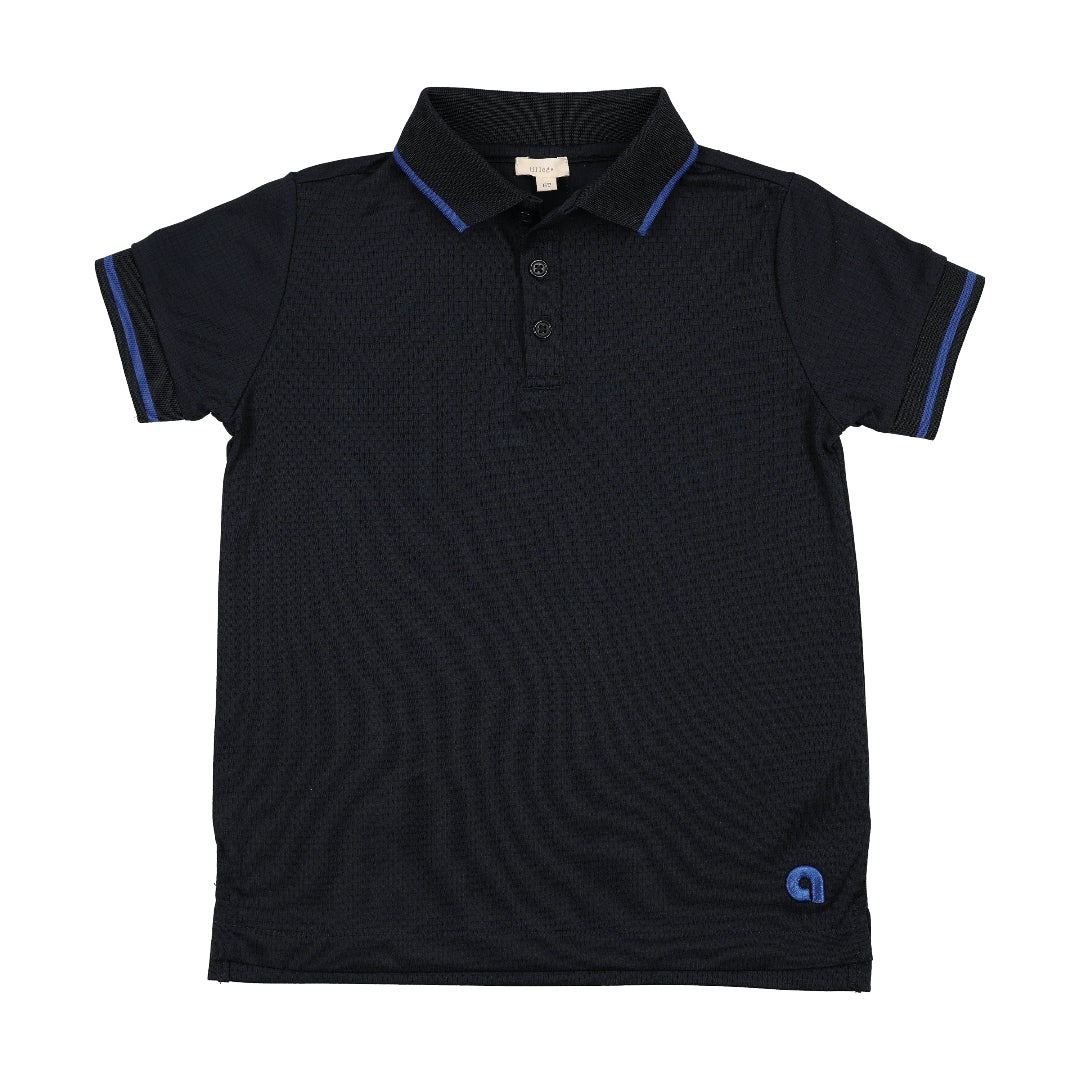 Navy Textured Sports S/S Polo