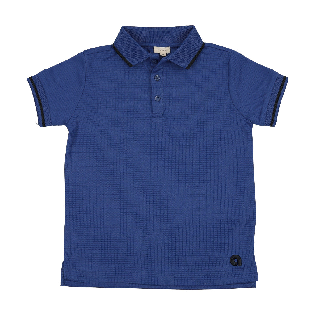 Electric Blue Textured Sports S/S Polo