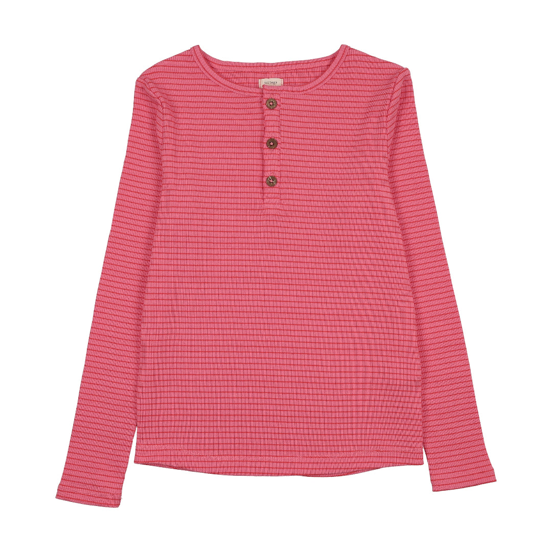 Pink/Red Basic Stripe Henley Shirt