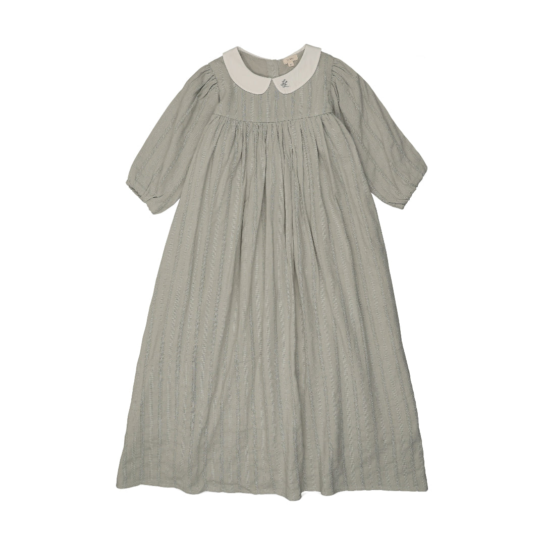 Seafoam 3/4 Sleeve Embroidered Collar Maxi