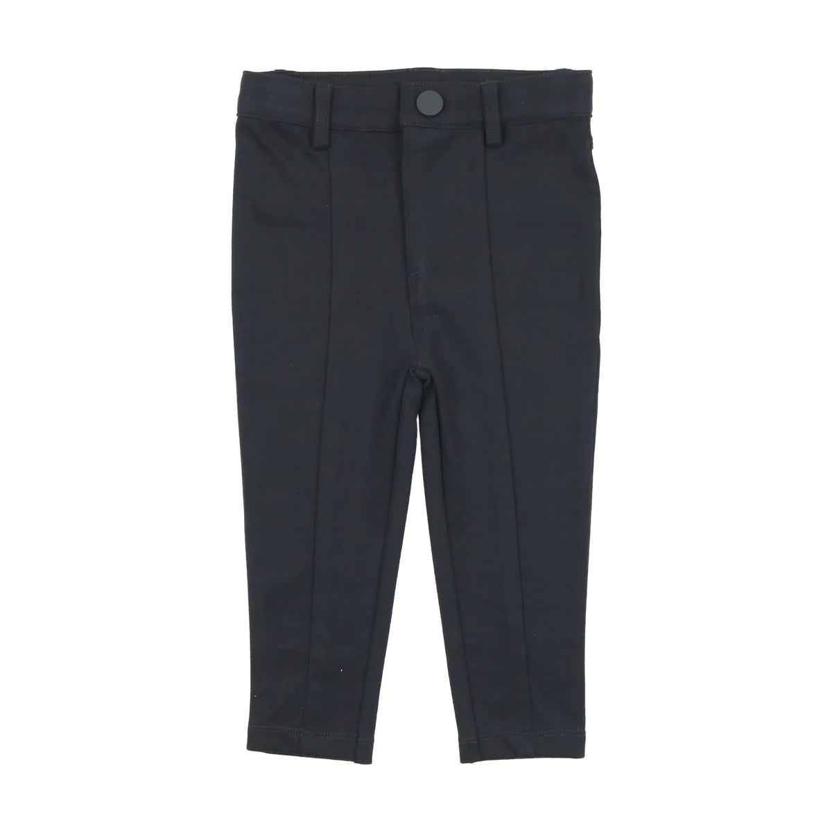 Navy Knit Stretch Pants with Seam