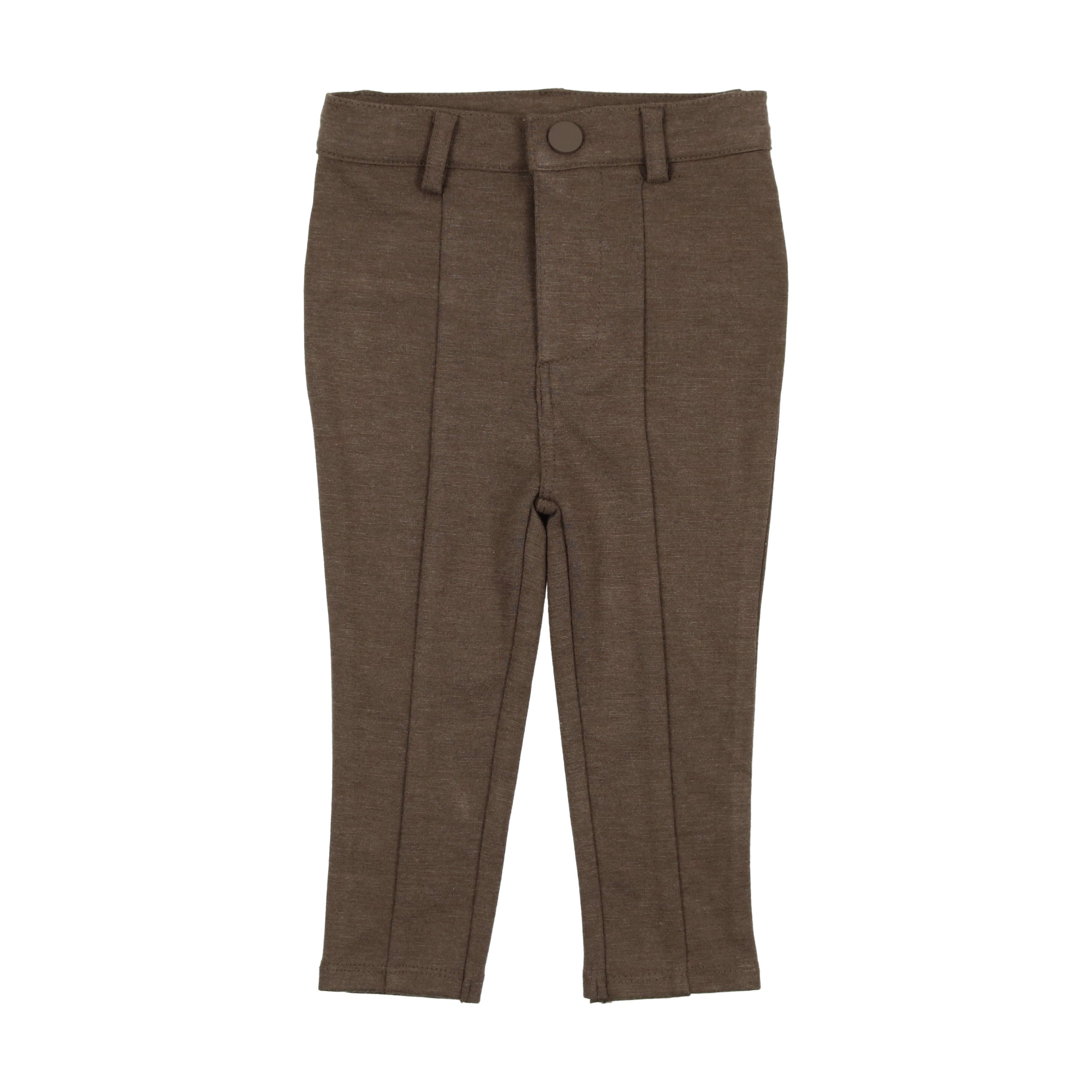 Heather Brown Knit Stretch Pants with Seam