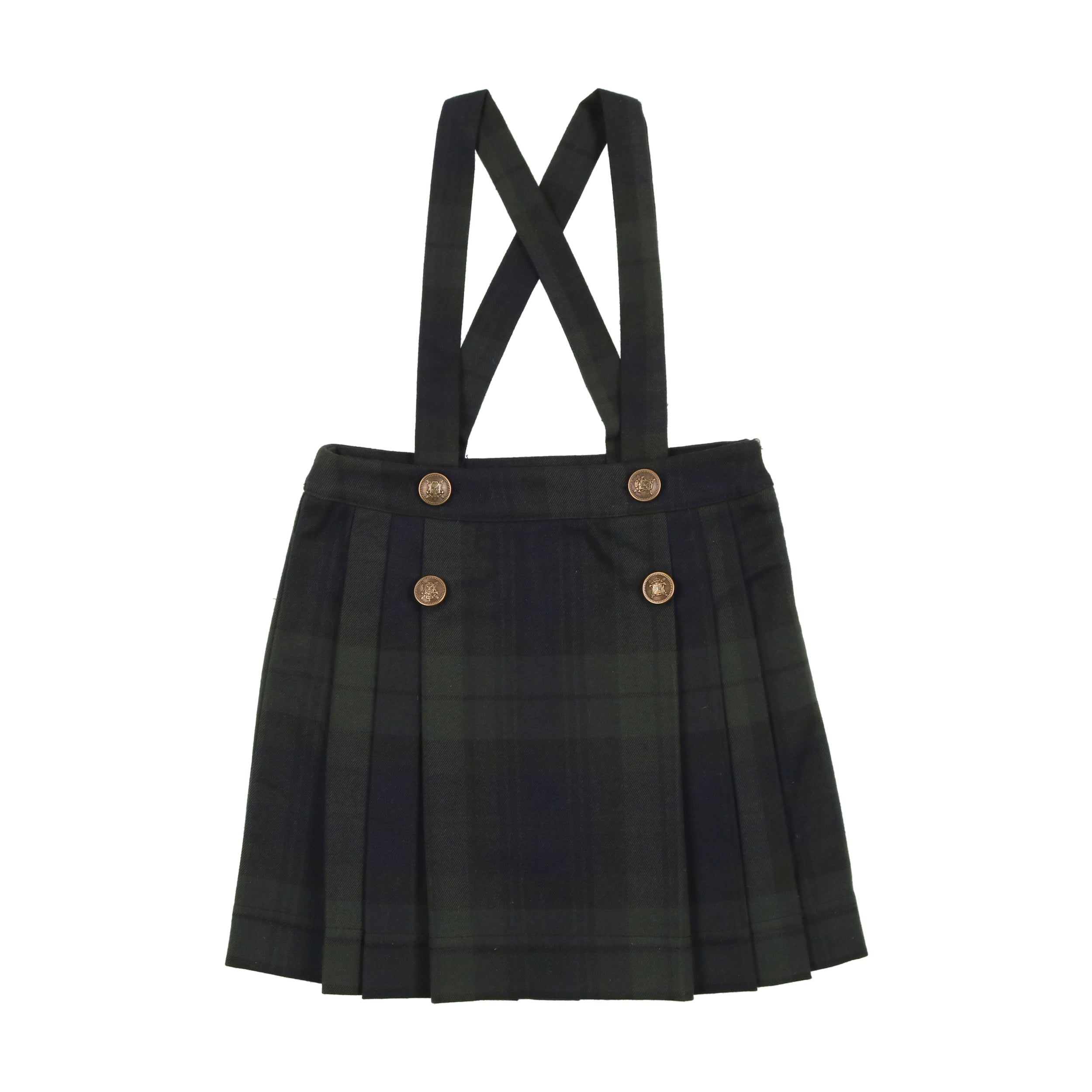 Forest Plaid Pleated Suspender Skirt