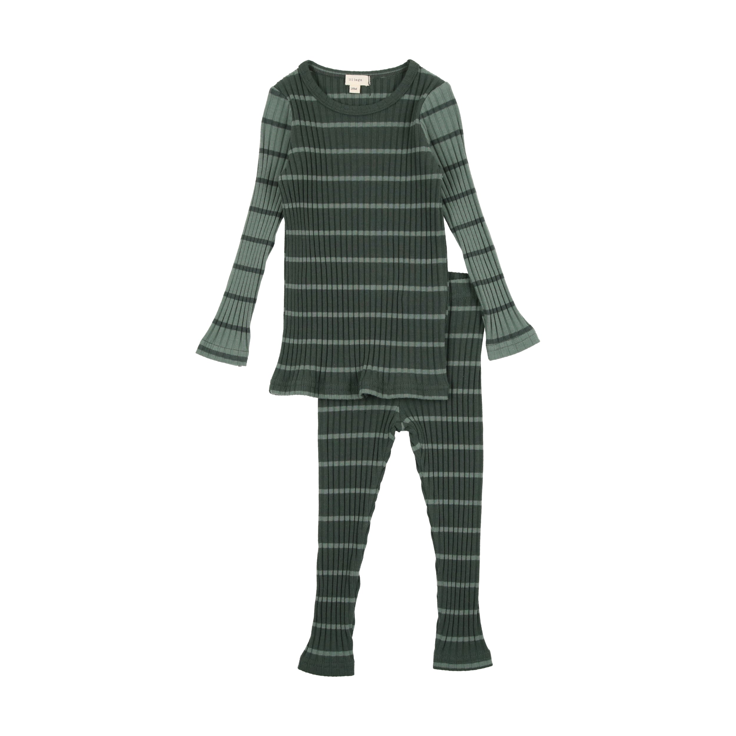 Green Striped Ribbed Set