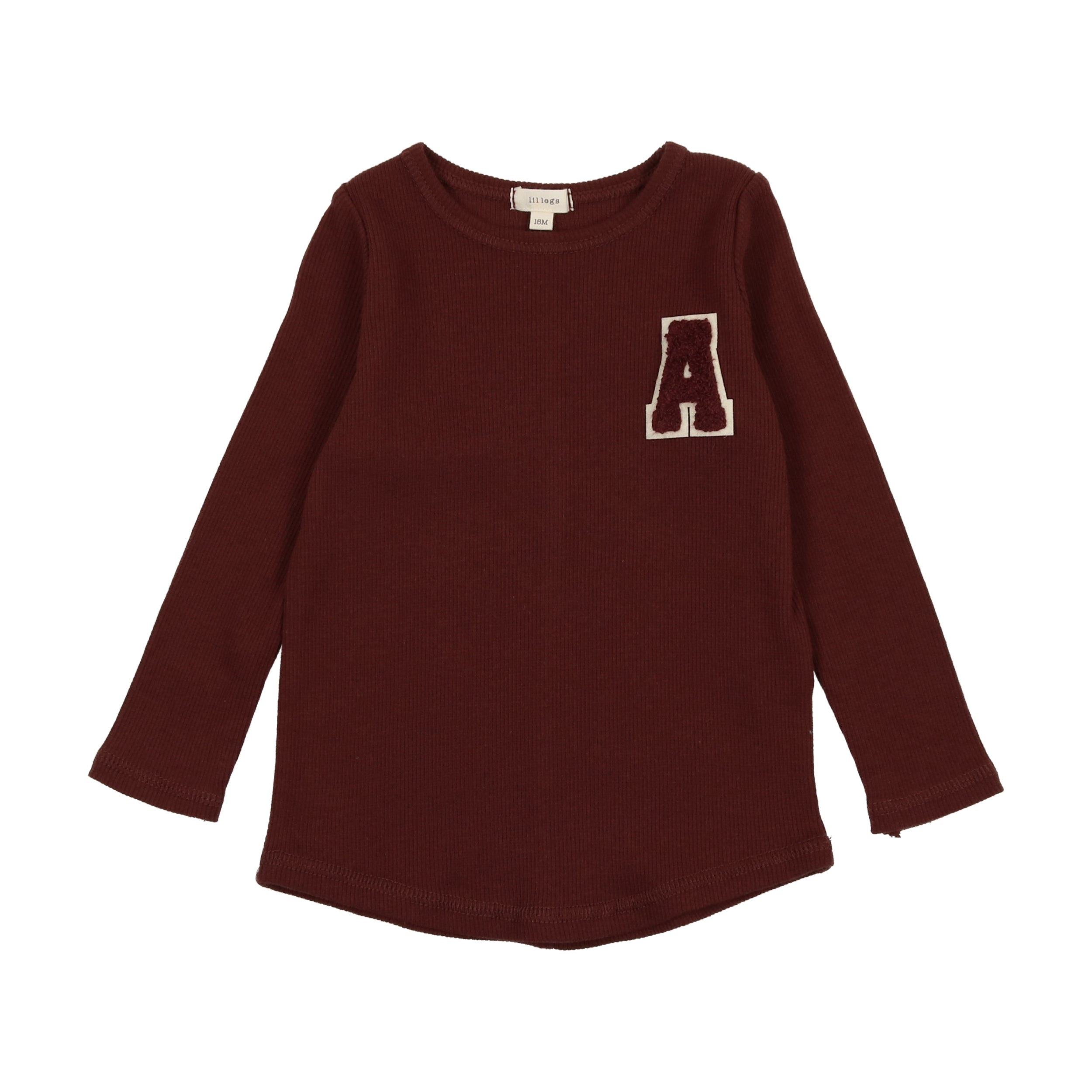 Burgundy Ribbed Applique Tee