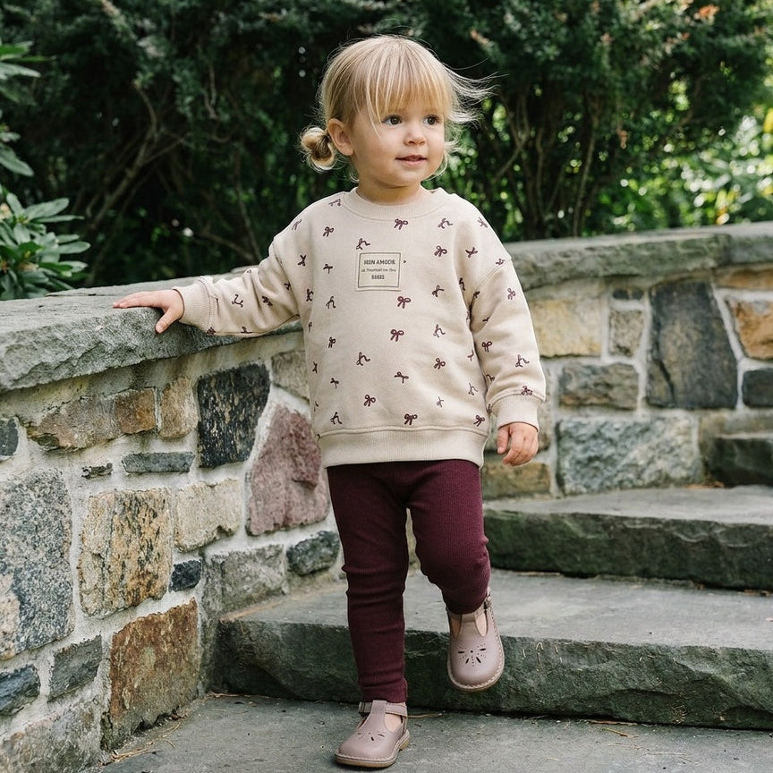 Bow Print Sweatshirt Set