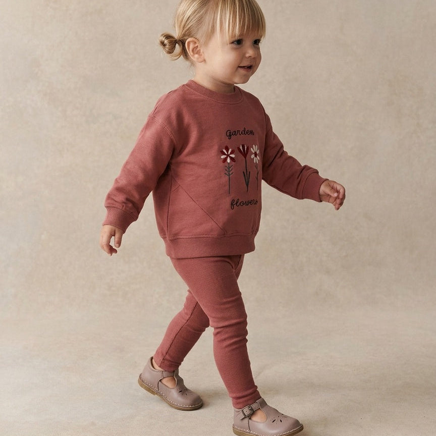 Vintage Pink Flower Sweatshirt Set