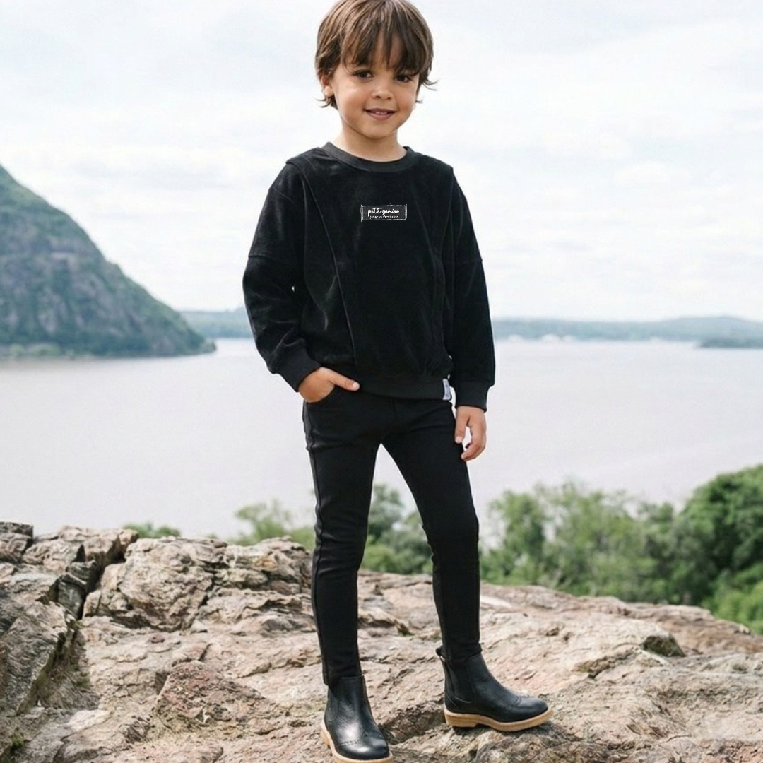 Black Velour Boys Sweatshirt