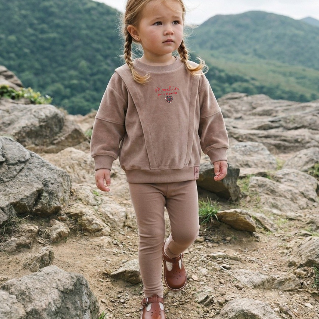 Dried Rose Velour Girls Sweatshirt Set