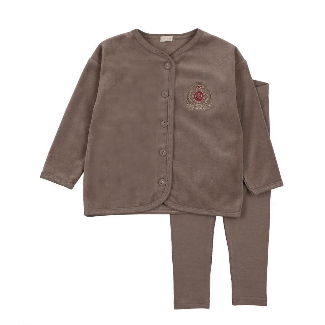Misty Oat Velour Crest Lounge Set