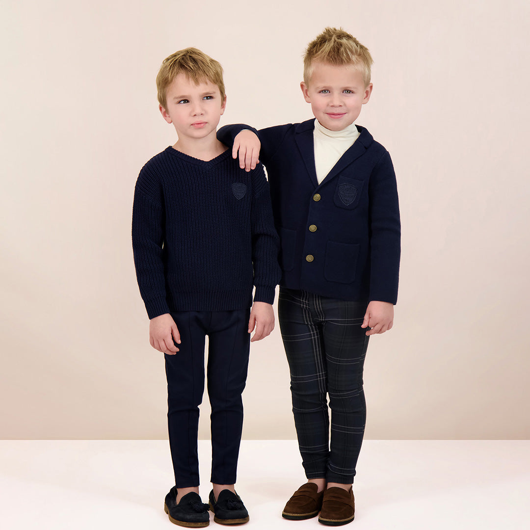 Navy Crest Knit Blazer