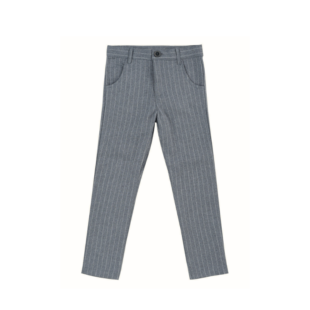 Grey Oscar Pinstripe Slim Pants