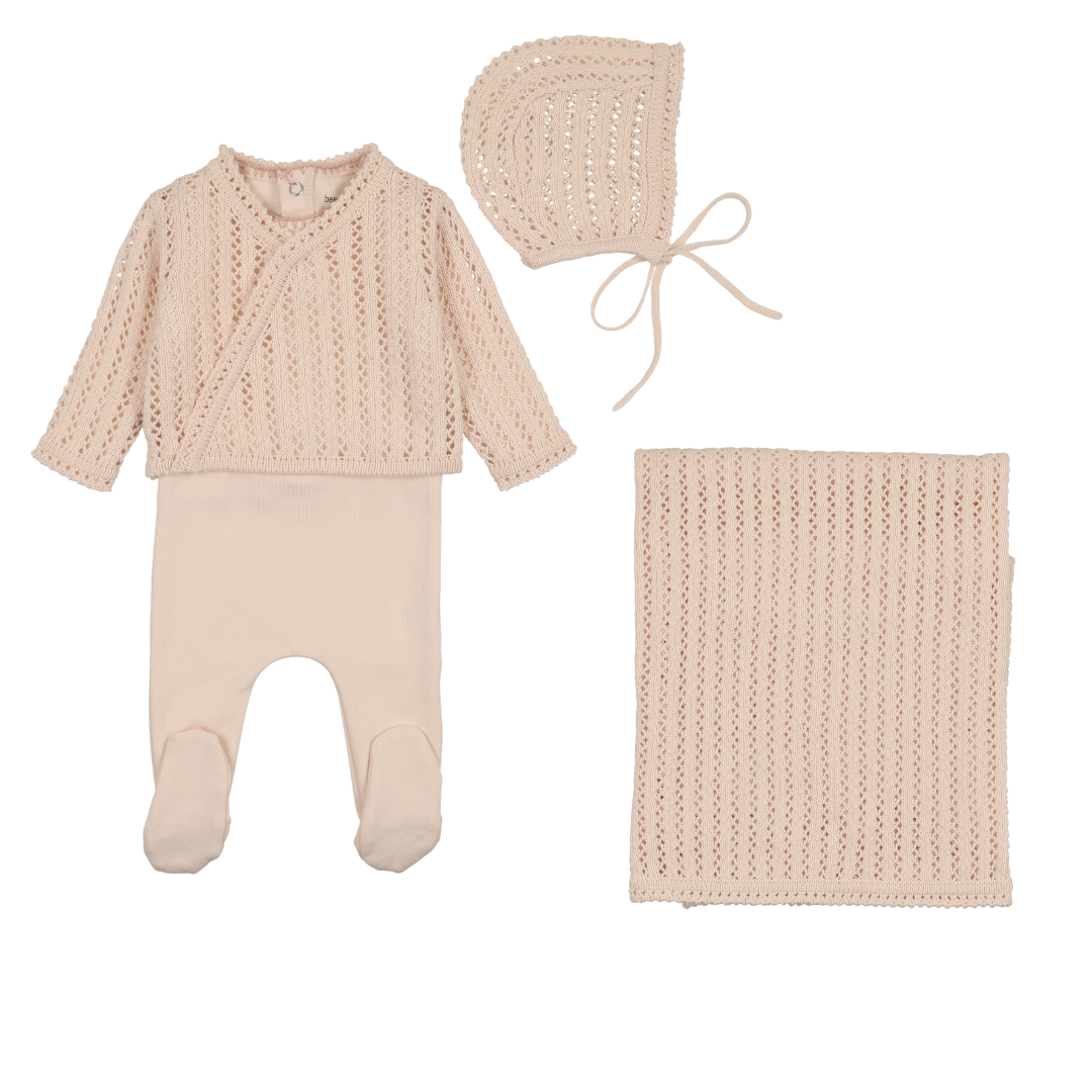 Champagne Pink Footed Dainty Sweater Outfit + Blanket