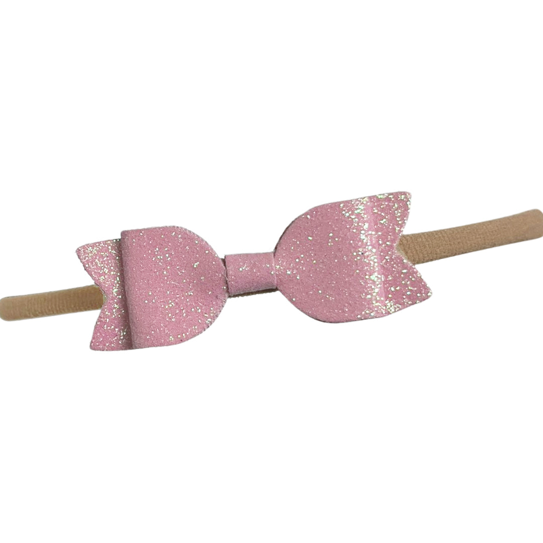 Pink Mini Ella Glitter Bow Baby Band