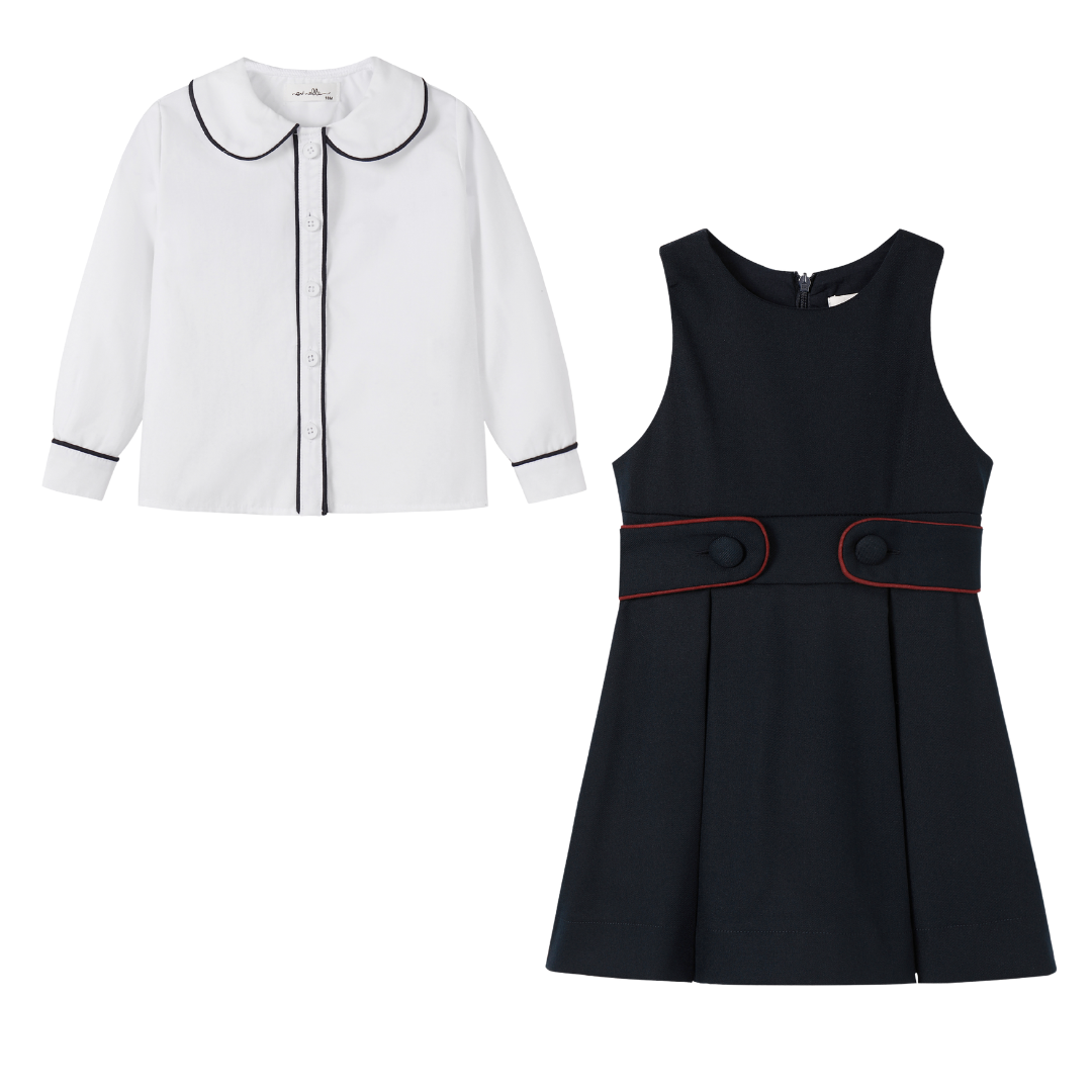 Navy Piped Jumper Set