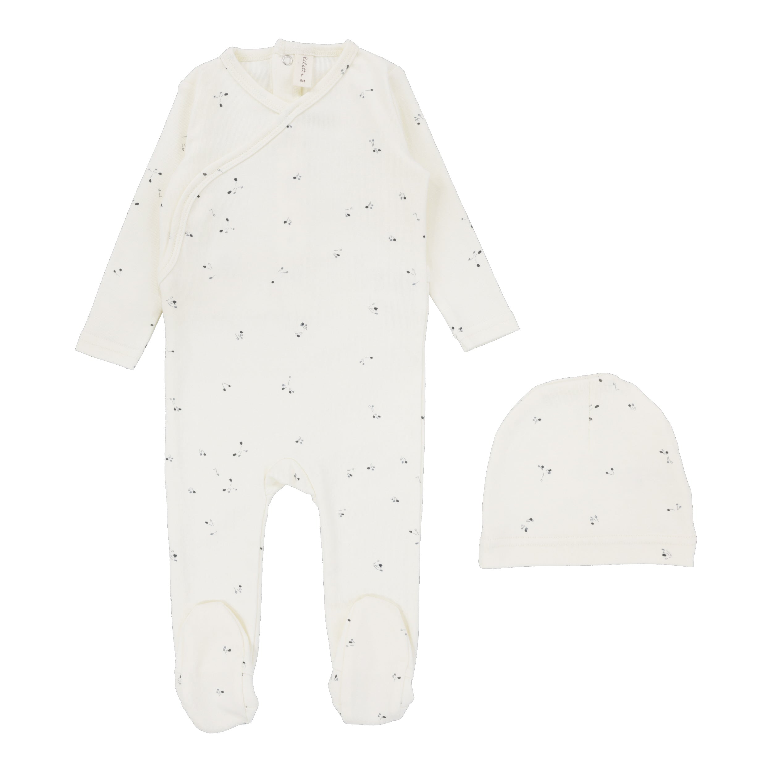 Ivory Clover Printed Wrapover Footie Set