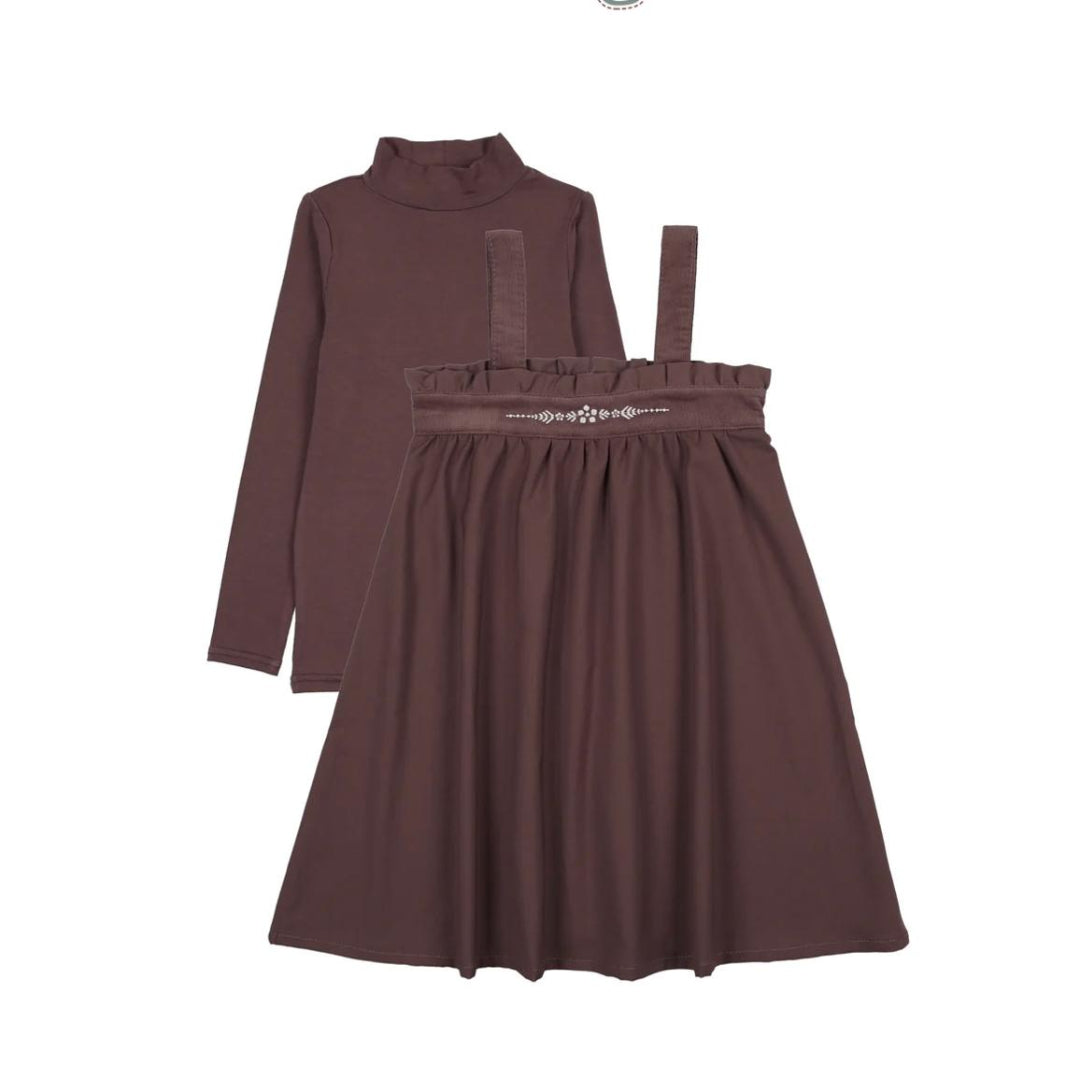 Vintage Purple Embroidered Jumper Mock Neck Set