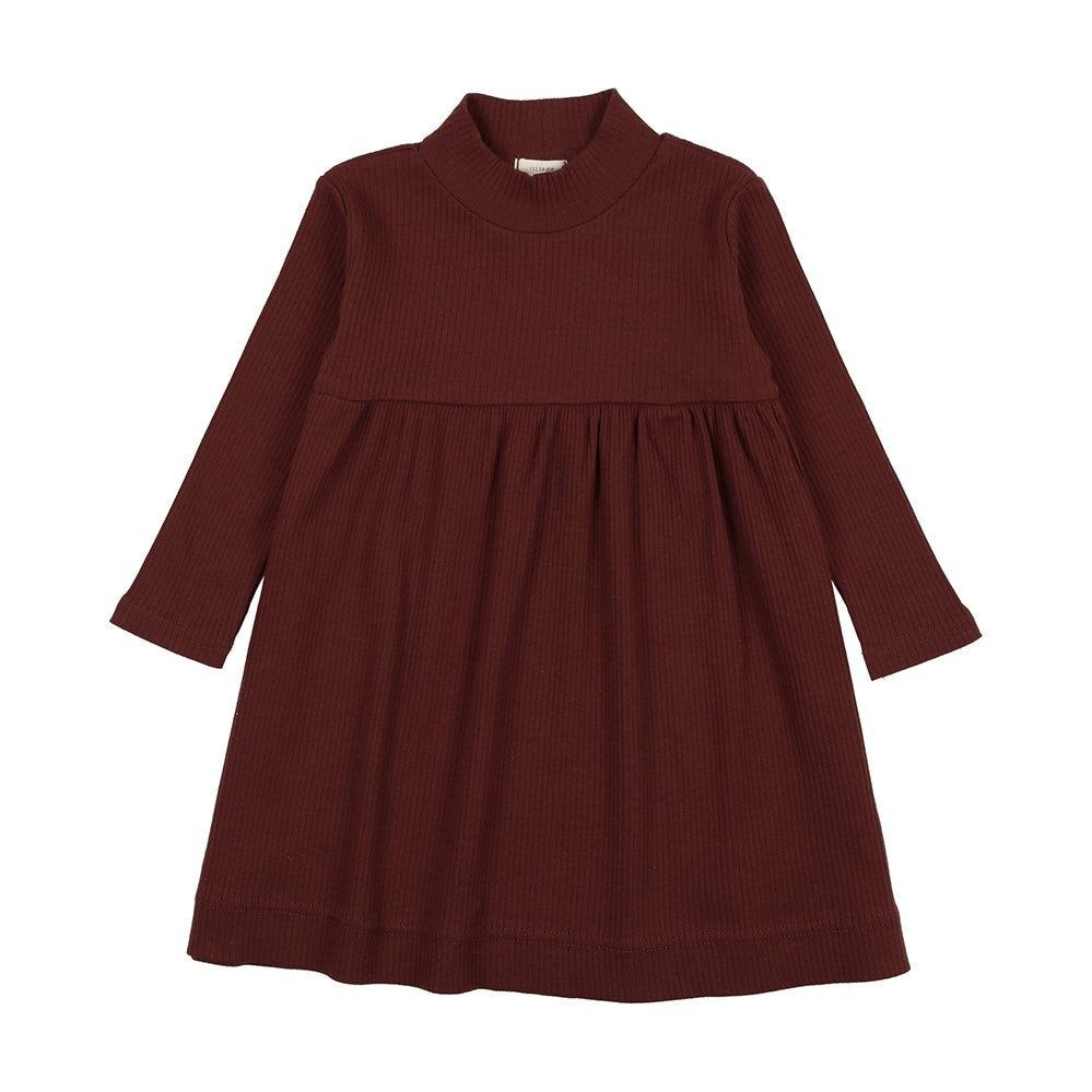 Burgundy Rib Mockneck Dress