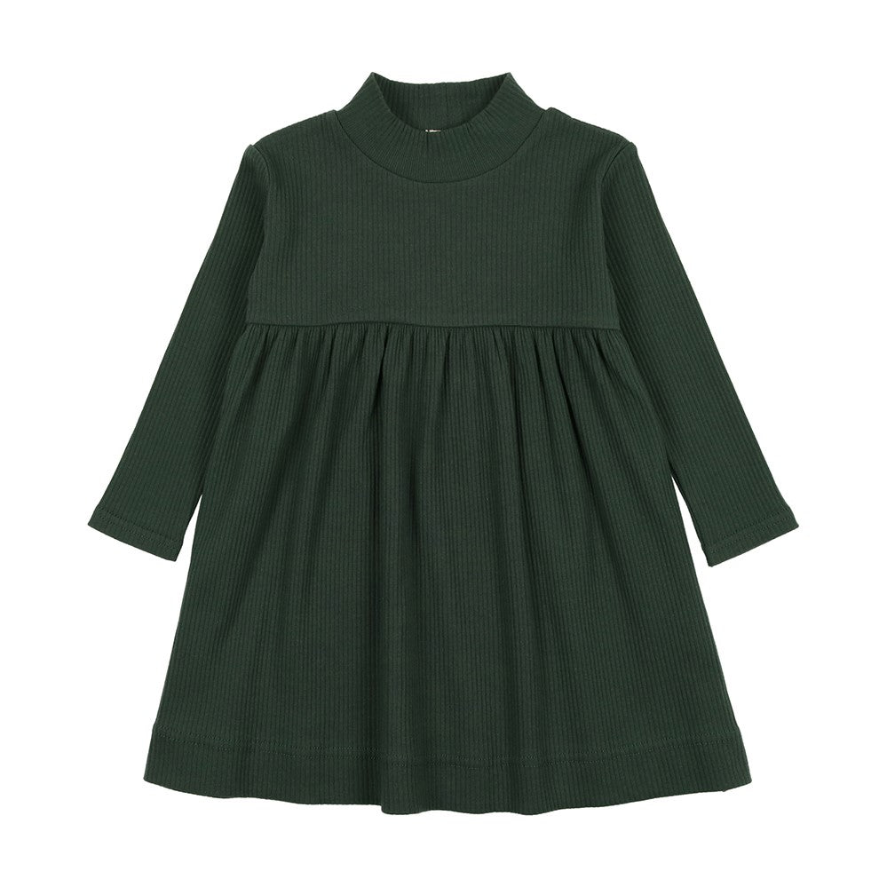 Green Rib Mockneck Dress