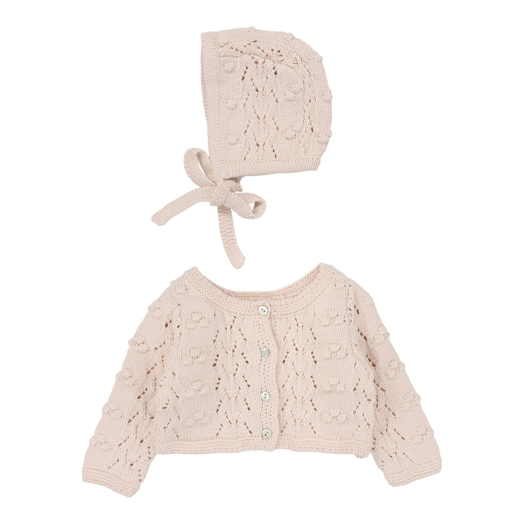 Petal Popcorn Weave Cardigan Set