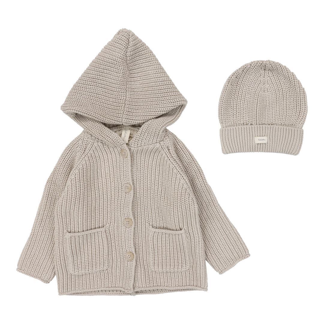 Natural Taupe Chunky Knit Cardigan Set