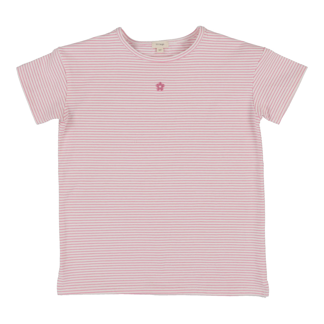 Neon Pink Striped Short Sleeve Tee