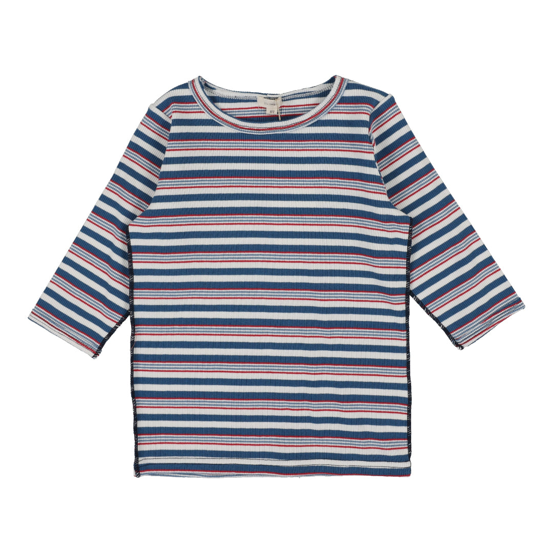 Multistripe Basic Three Quarter Sleeve Tee