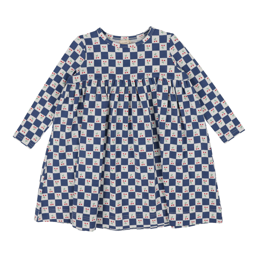 Checked Tulip Dress Three Quarter Sleeve