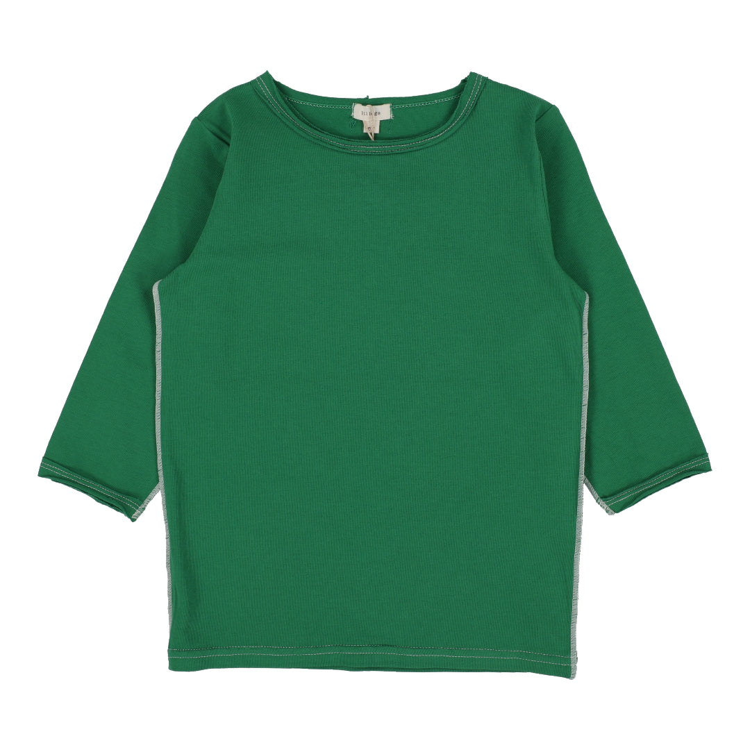 Green Basic Three Quarter Sleeve Tee