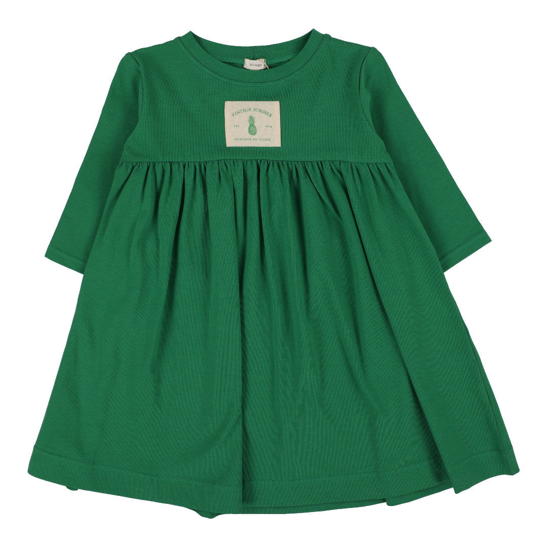 Green Patch Three Quarter Sleeve Dress