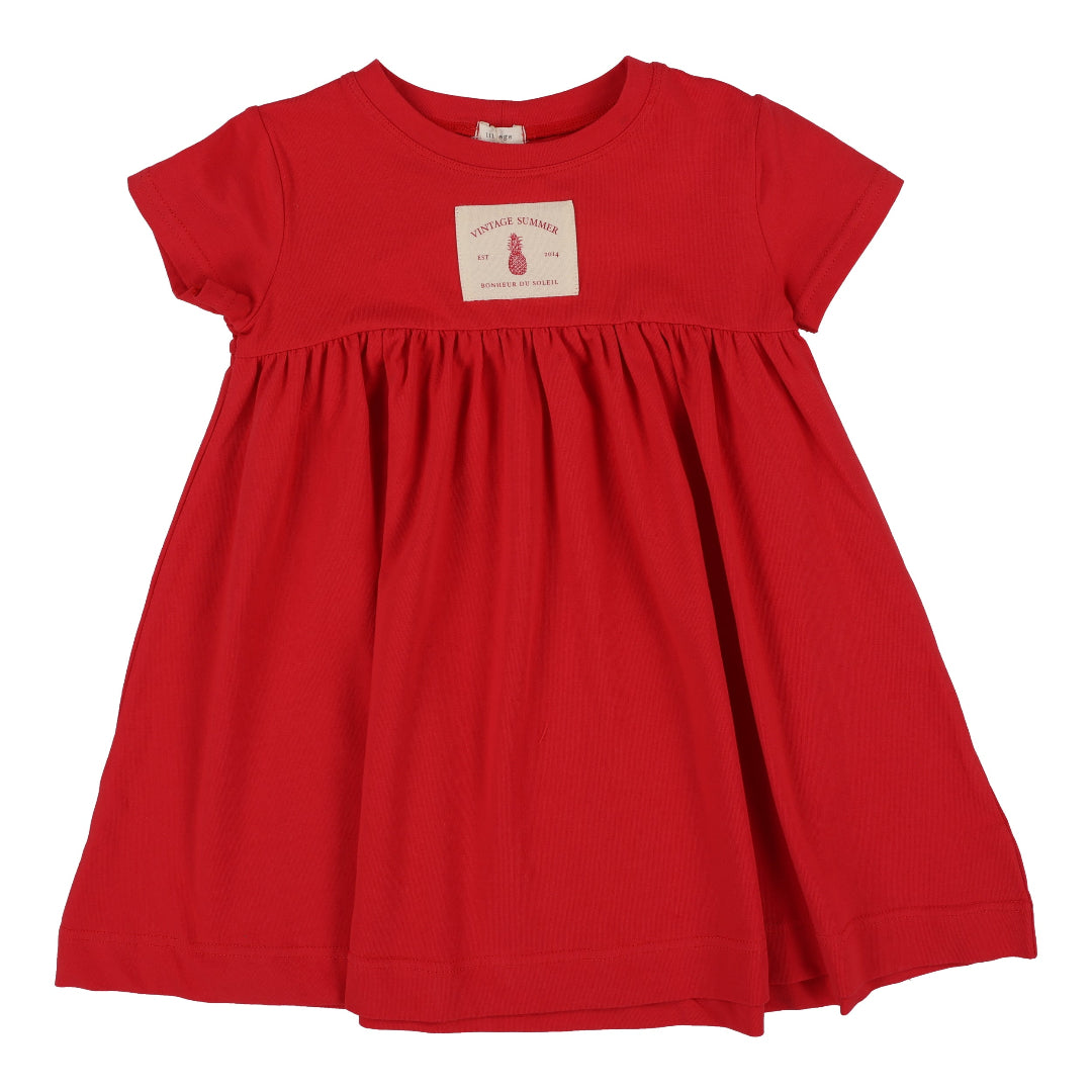 Red Patch Short Sleeve Dress