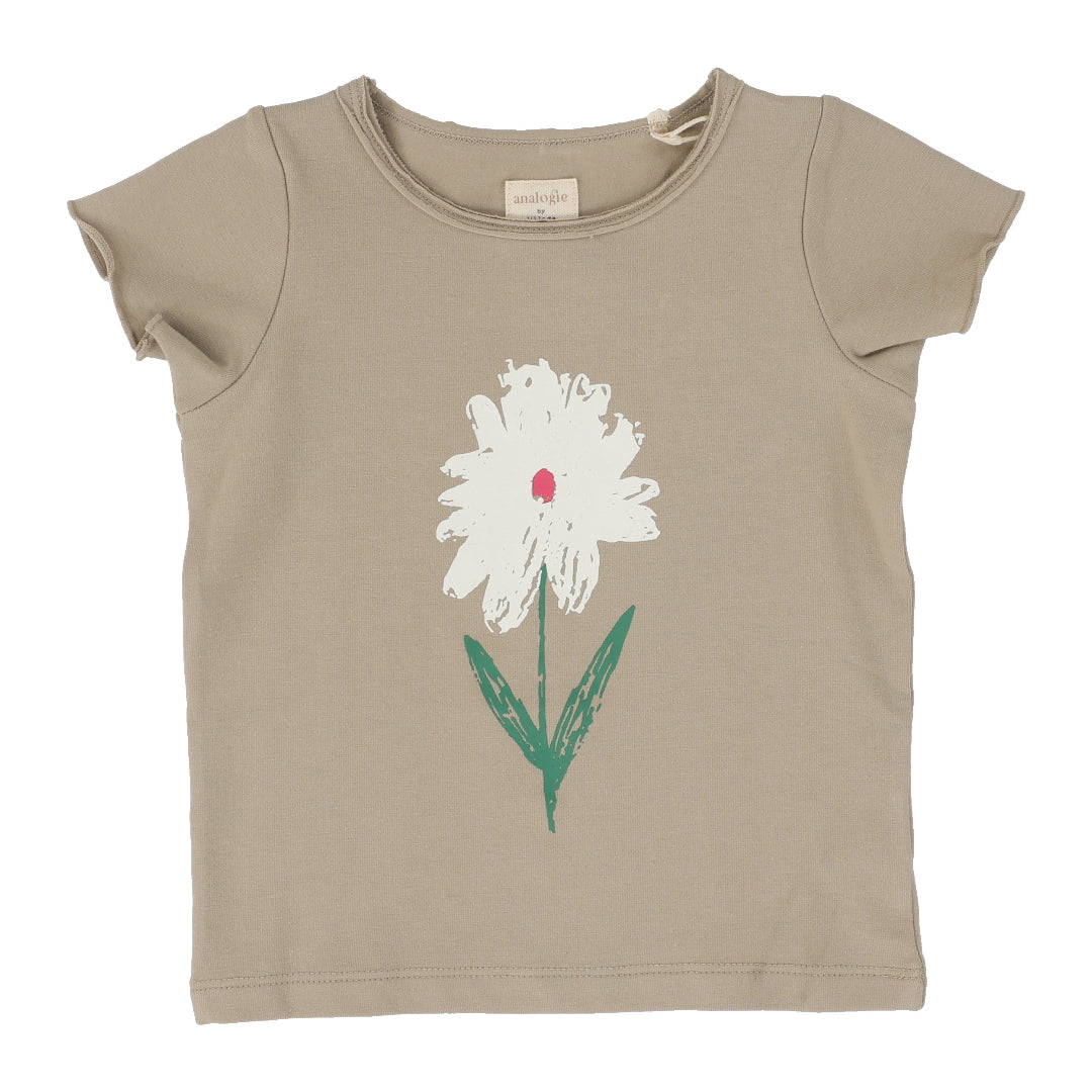 Taupe Flower Short Sleeve Tee