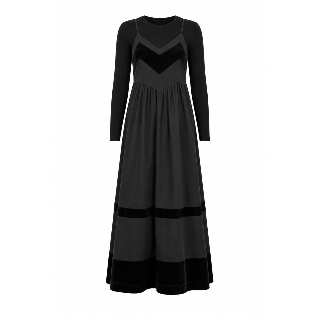Black Carmen Velvet Chevron Jumper