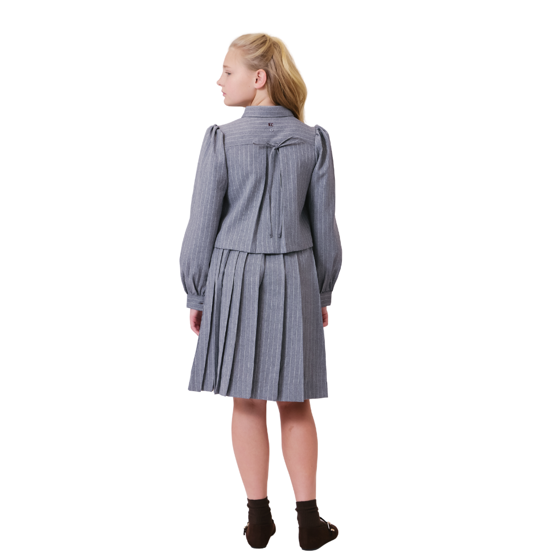 Grey Cynthia Pinstripe Shirt + Skirt