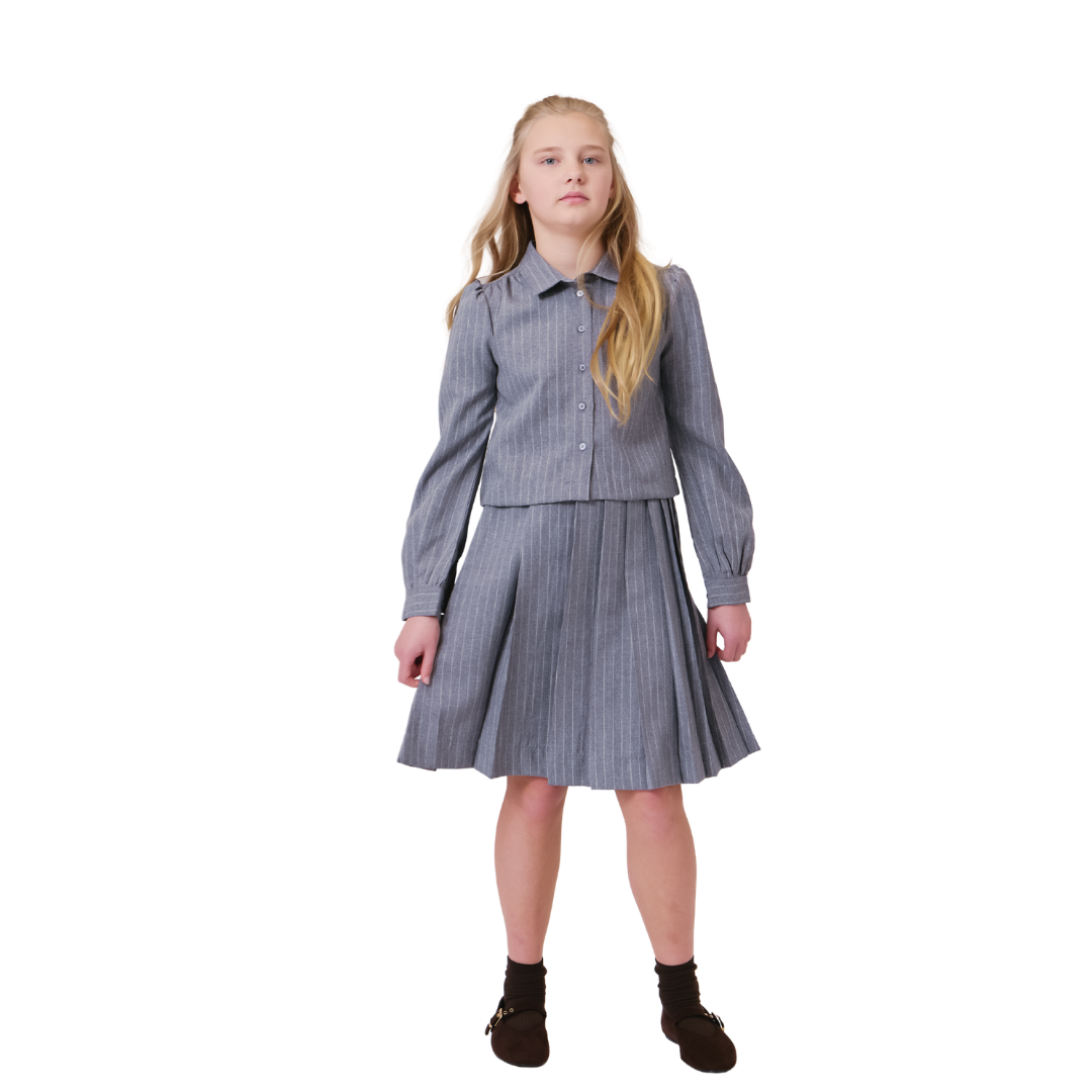 Grey Cynthia Pinstripe Shirt + Skirt