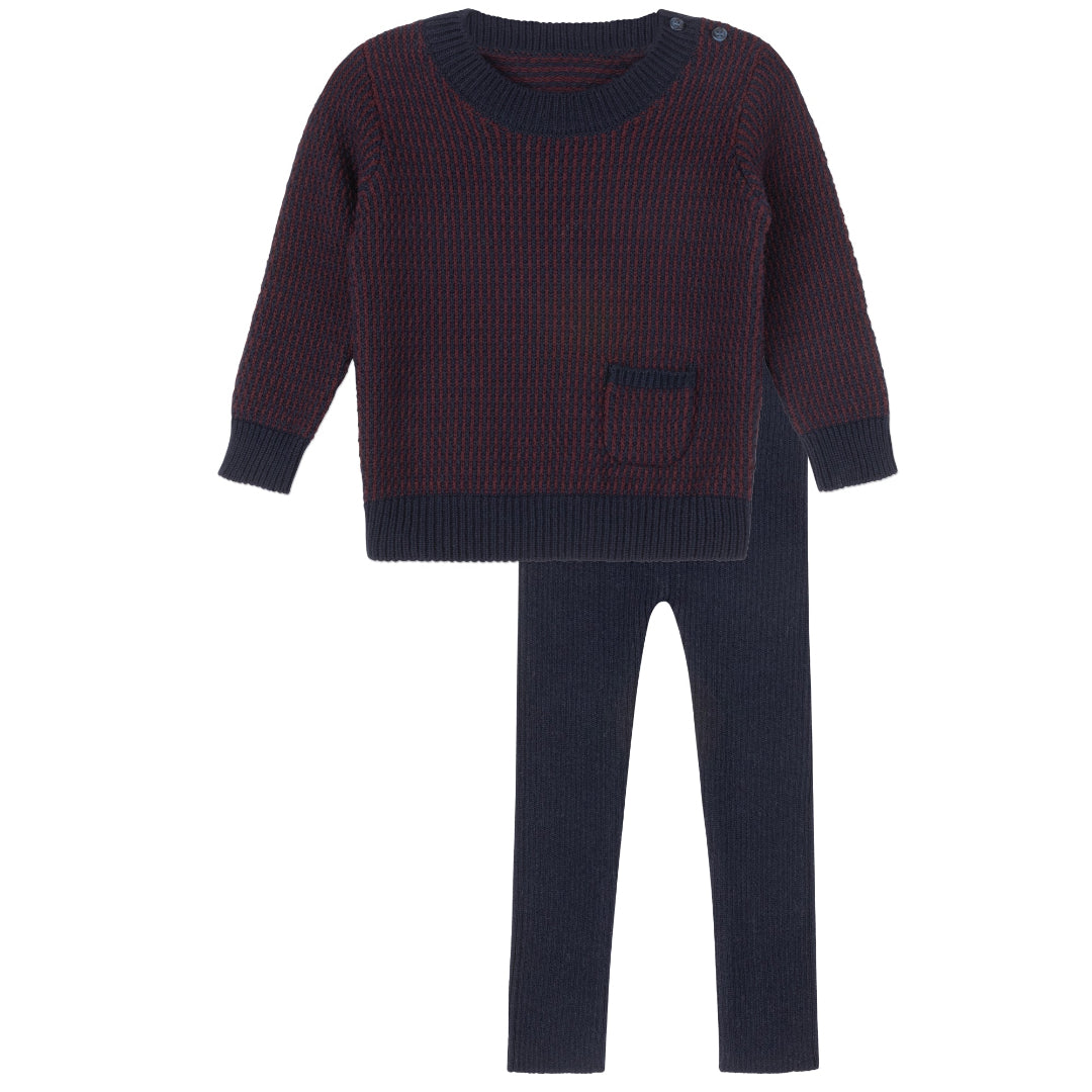 Navy/Wine Thin Stripe Collection Toddler Set