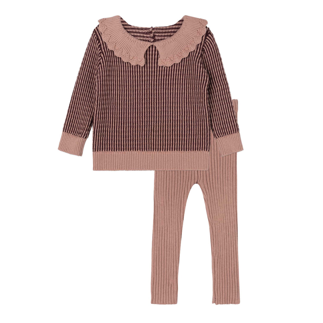 Wine/Pink Thin Stripe Collection Toddler Set