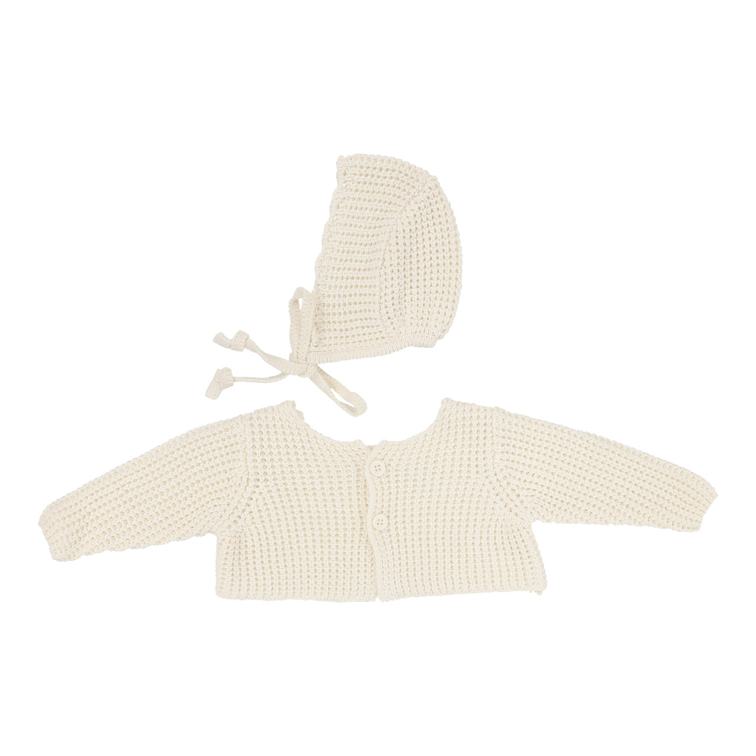 Cream Chunky Knit Shrug + Bonnet