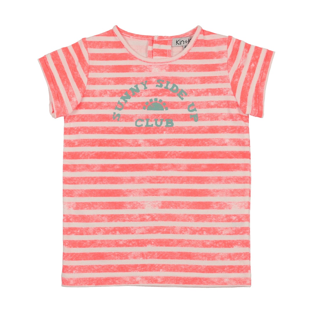 Neon Pink Striped Short Sleeve T-Shirt
