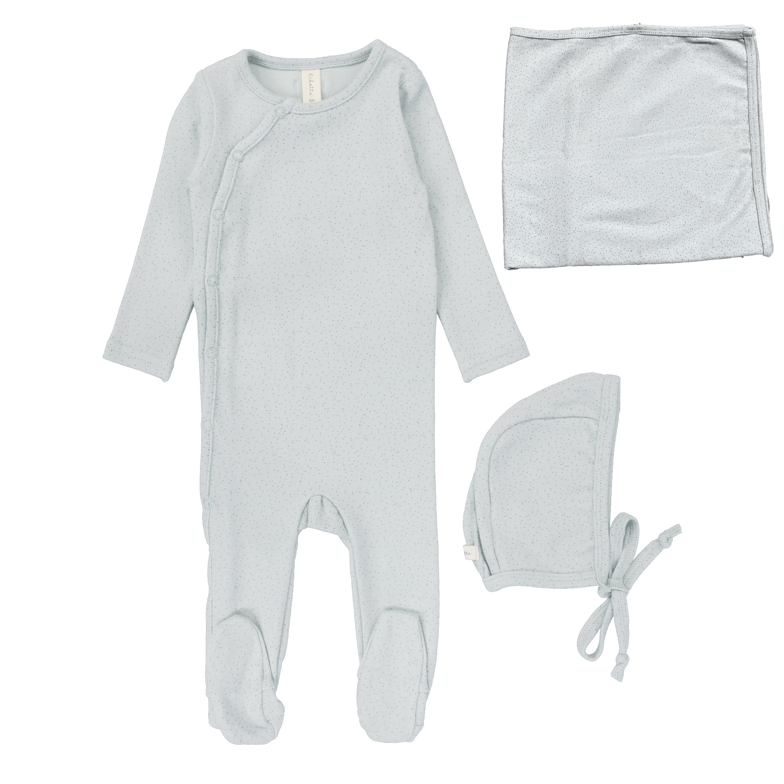 Light Blue Speckled Layette Set