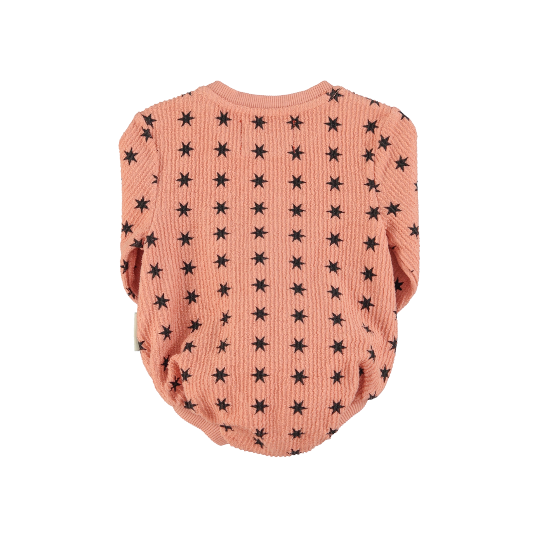 Pink Long Sleeve Romper w/ Black Stars