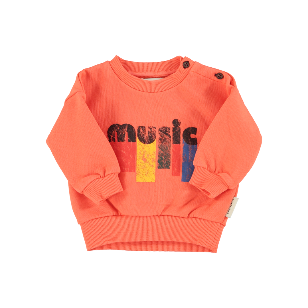 Orange Baby Sweatshirt w/ "music" Print