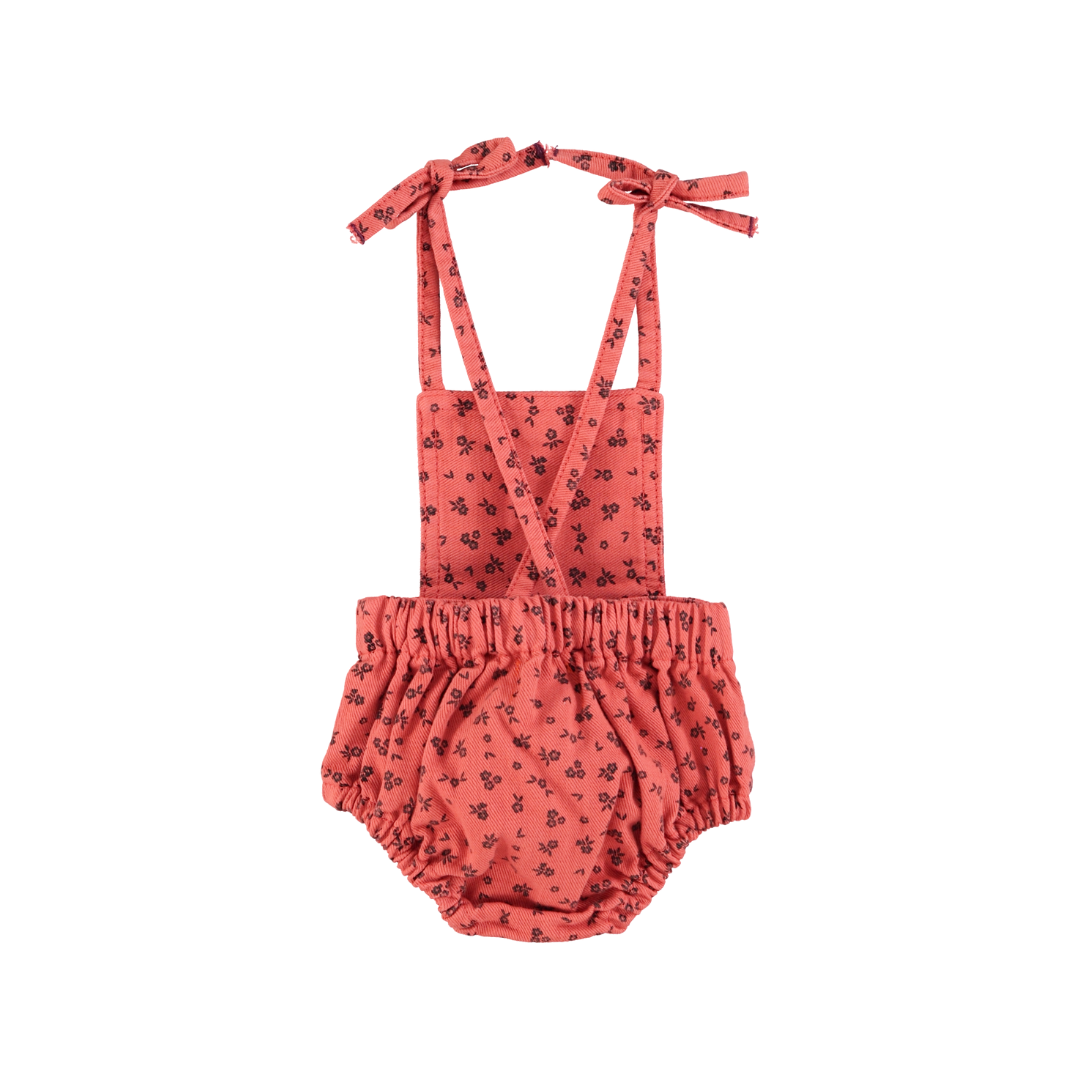 Raspberry Romper w/ Black Flowers
