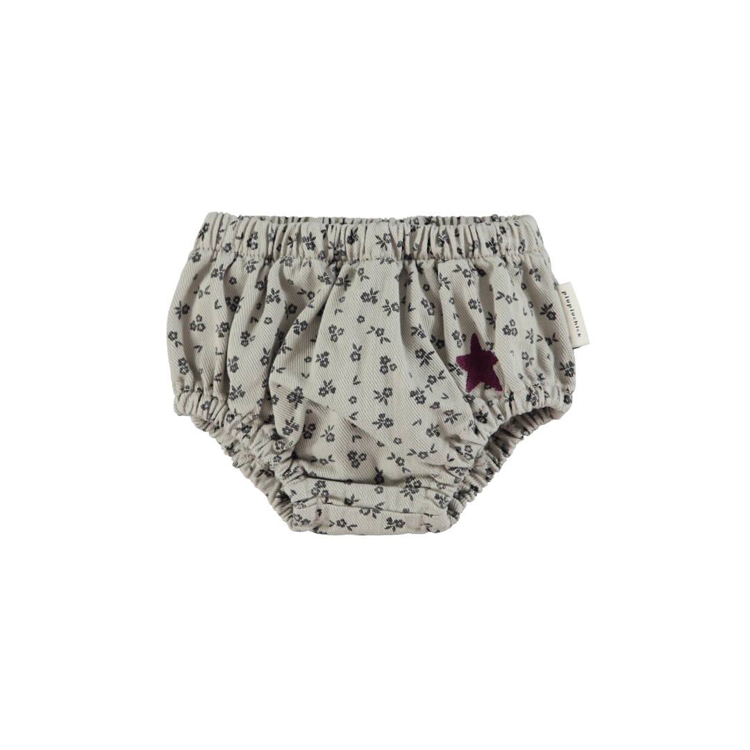 Light Grey Baby Shorties w/ Black Flowers