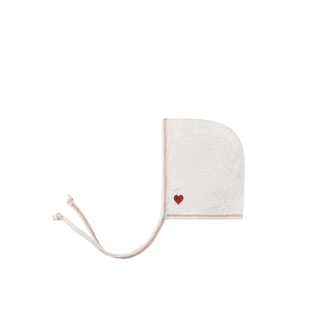 Ivory Heart Embroidered  Bonnet