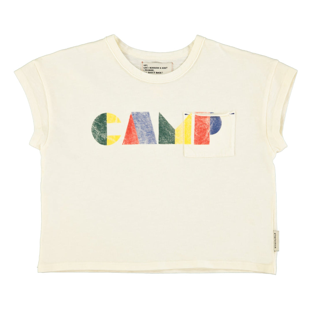 Ecru with Multicolor "Camp" Print T-shirt